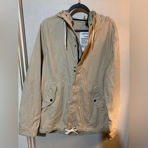 H&M Men's Beige Hooded Jacket Size Large